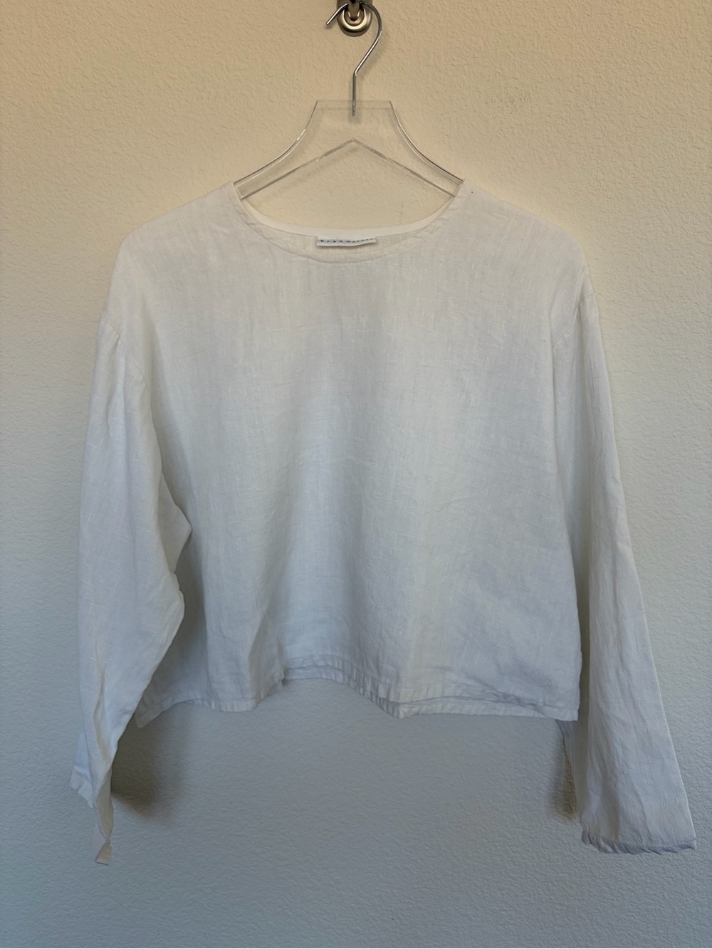 Bryn Walker White Long-Sleeve Linen Top | M